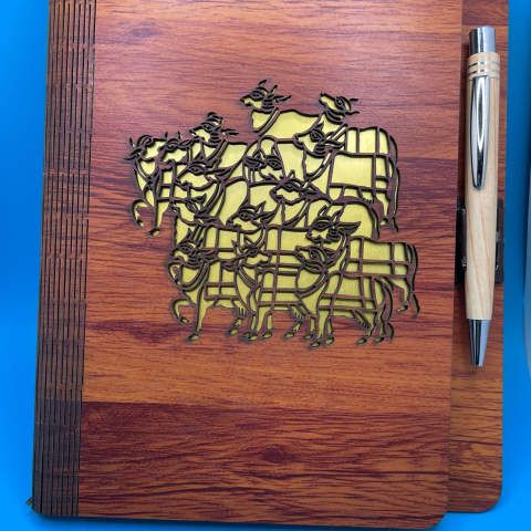 Notebook with Wooden Cover (Multiple Cows)