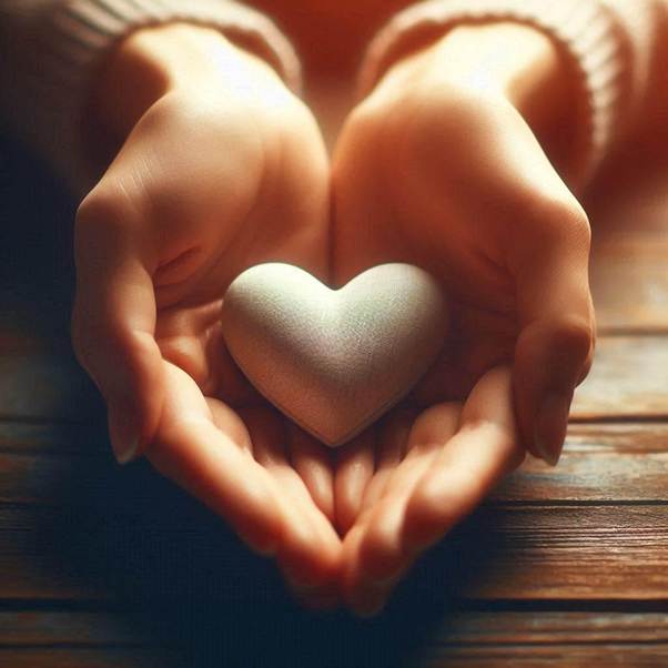 a close up image of hands giving a heart. Depicting the sentiment of giving from the bottom of ones heart in service. serene picture with warmth.