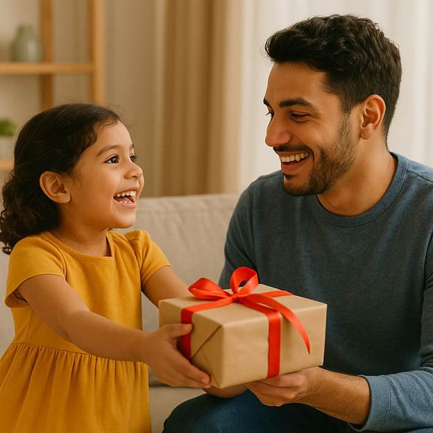 A person and a child holding a present

AI-generated content may be incorrect.