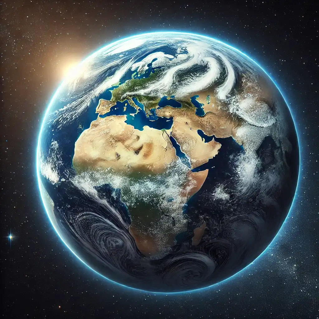 An image of Earth Globe which is radiating blue light.