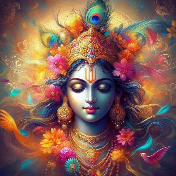 beautiful artistic image of adult lord krishna