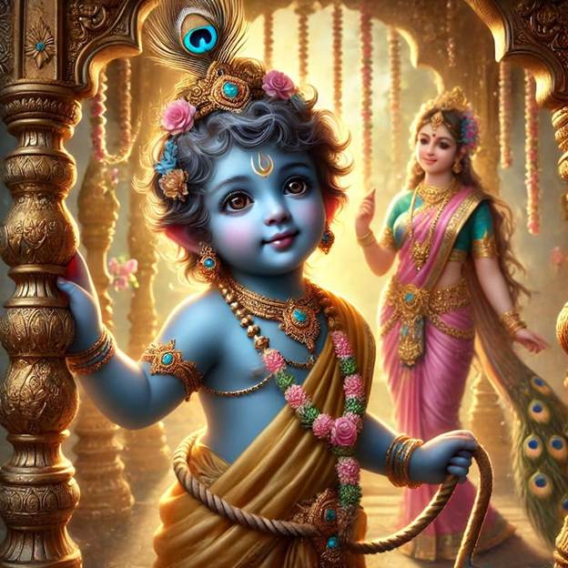 A painting of a baby krishna

AI-generated content may be incorrect.