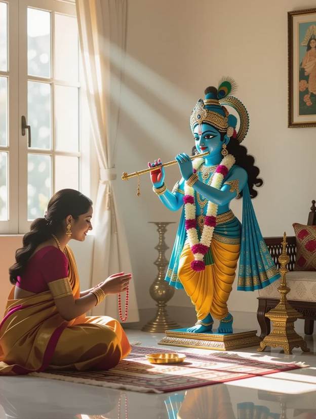 A person sitting on the floor and a statue of a person playing a flute

AI-generated content may be incorrect.