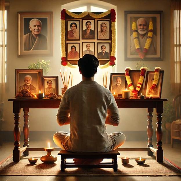 A person sitting in front of a table with a group of pictures
AI-generated content may be incorrect.