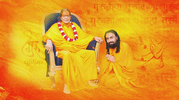 A person in a yellow robe sitting in a chair with another person in a red garland
AI-generated content may be incorrect.