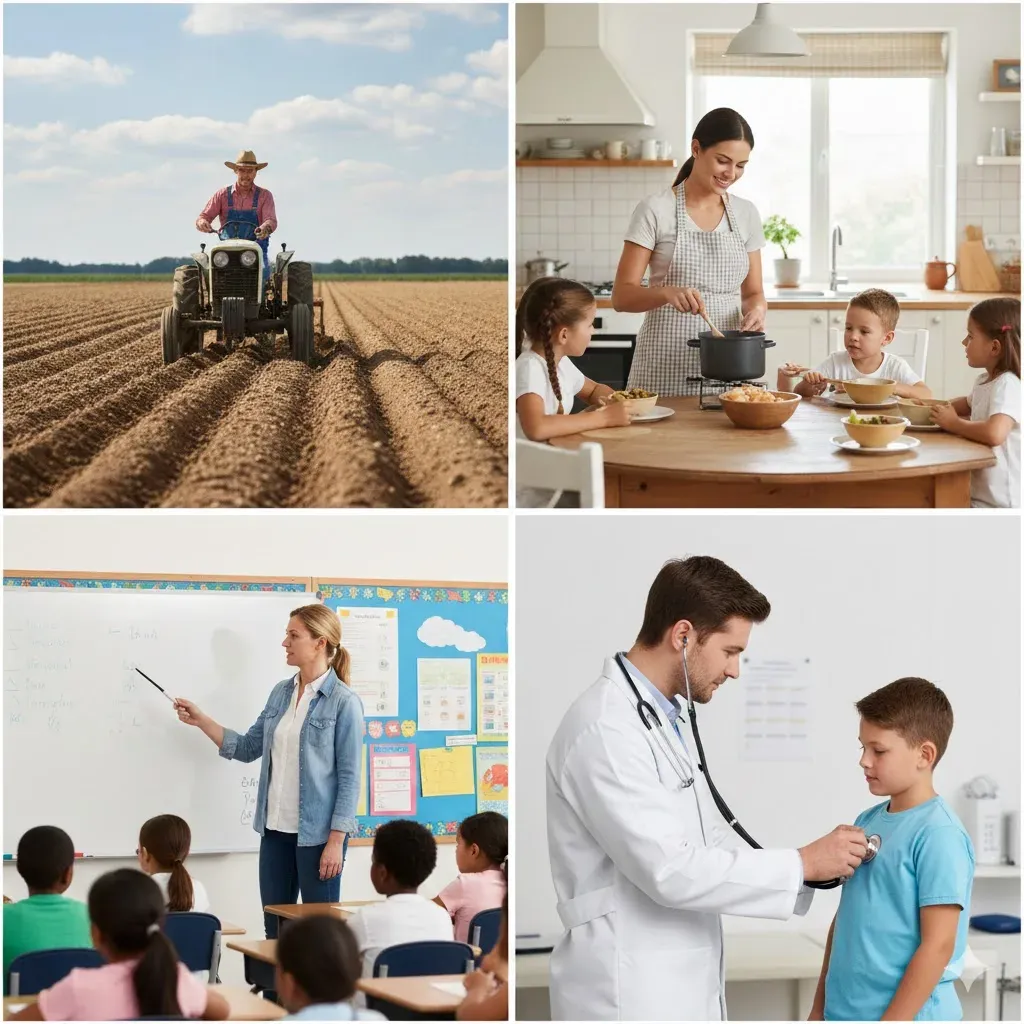 Everyday duties like farming, teaching, caregiving, and parenting as paths of conscious service