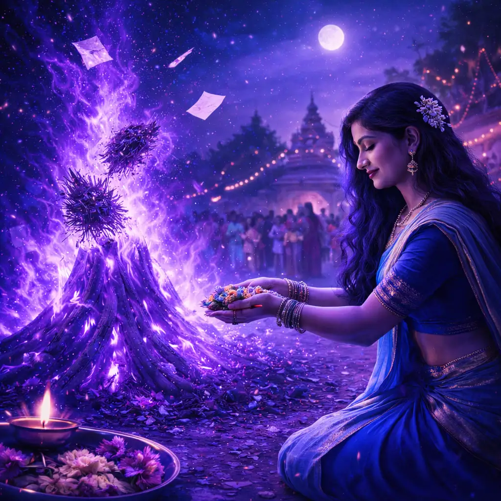 As the sacred fire glows in shades of violet and gold, old burdens turn to ash, making space for hope, healing, and radiant new beginnings.