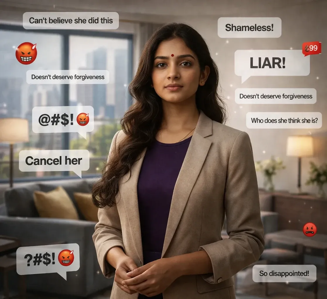 Amid a storm of online criticism and cancel culture, she stands calm and composed—choosing dignity, resilience, and inner strength over reaction.