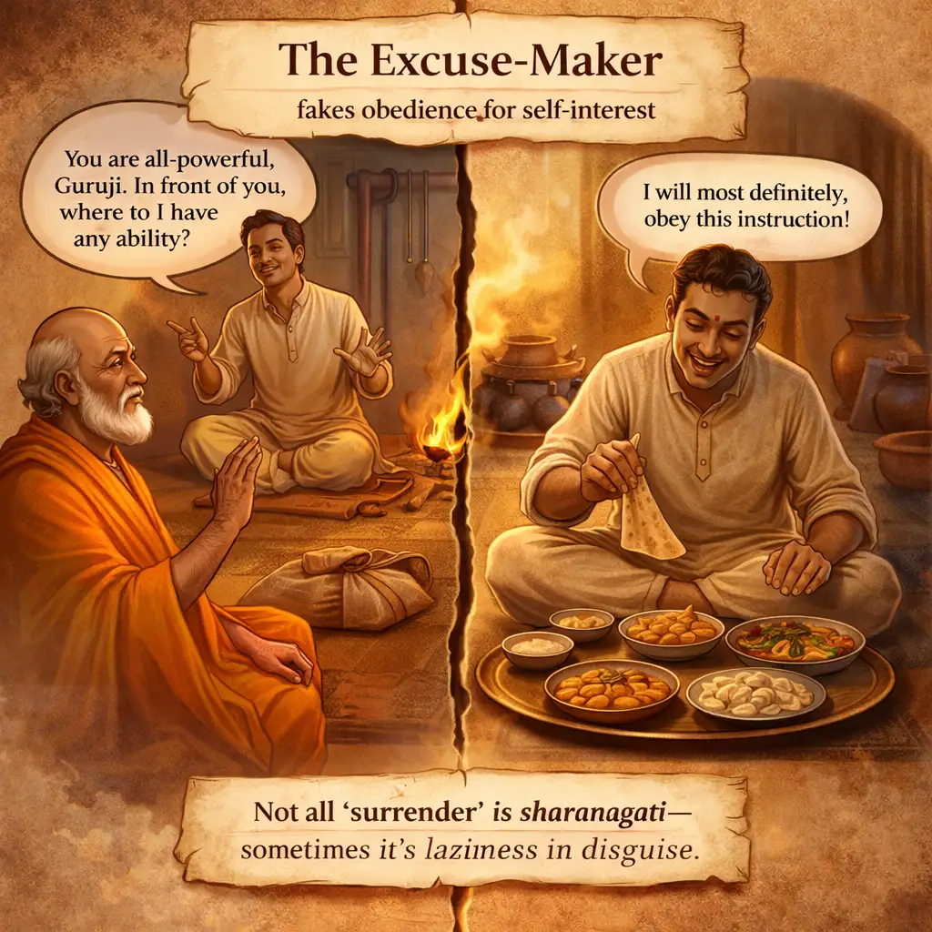 Excuses in service, obedience in self interest