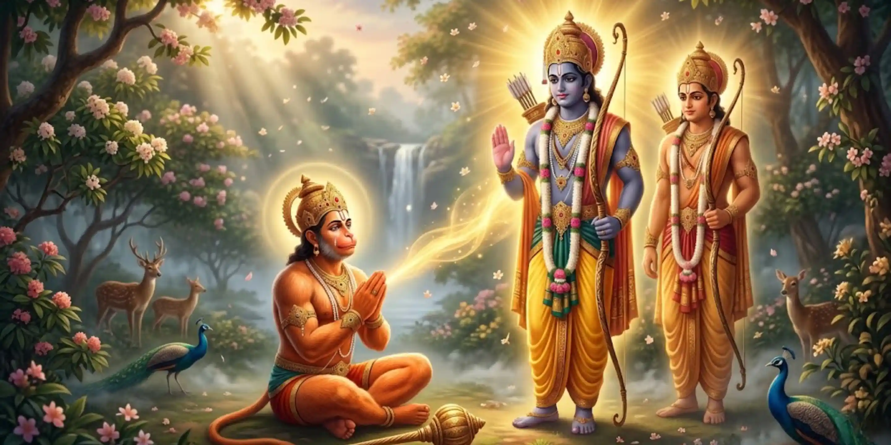 Shri Ram and Lakshma blessing Hanumanji!