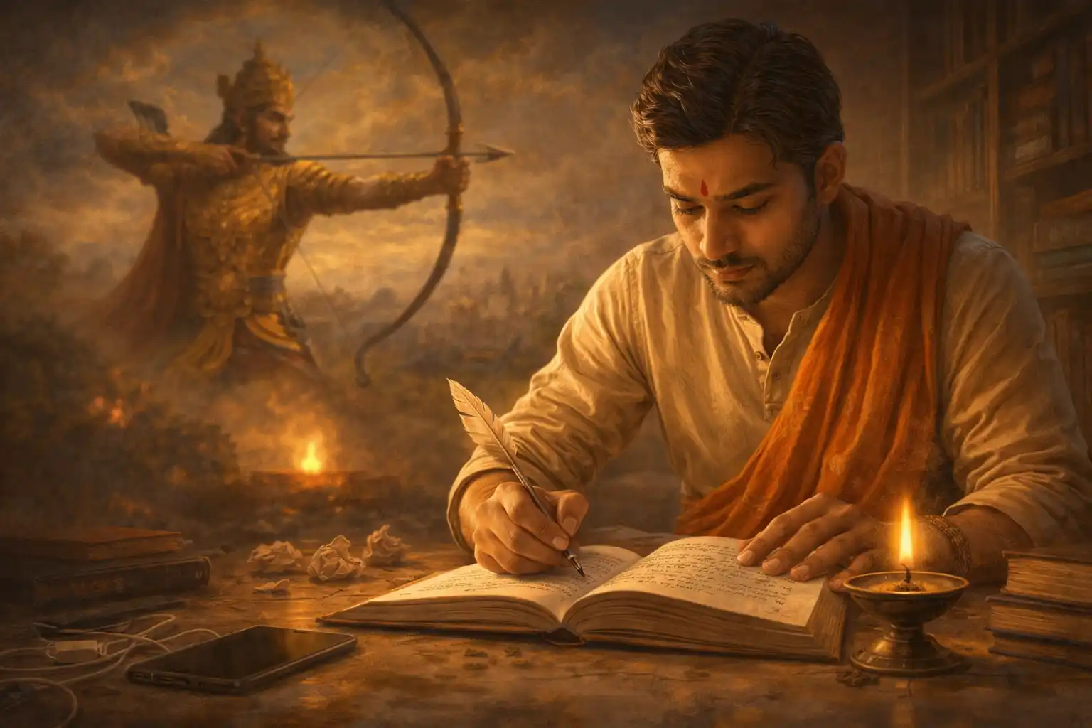 He removes distractions and focuses on one task, developing Arjun-like laser focus.