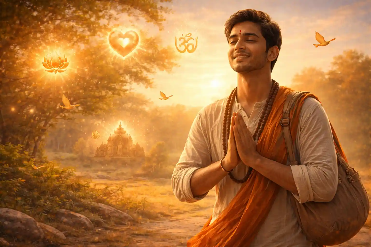 Free from attachments, he walks in joy, living only as a humble servant of God.