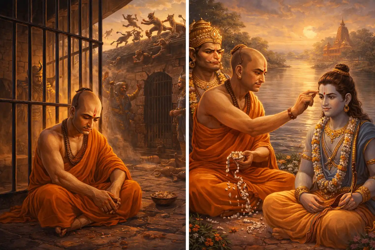 “Chains could bind the body, but devotion invoked grace—where faith calls, Hanuman responds.”