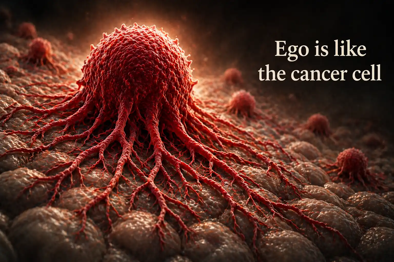 Ego spreads like a cancer cell, growing uncontrollably and quietly destroying the peace within.