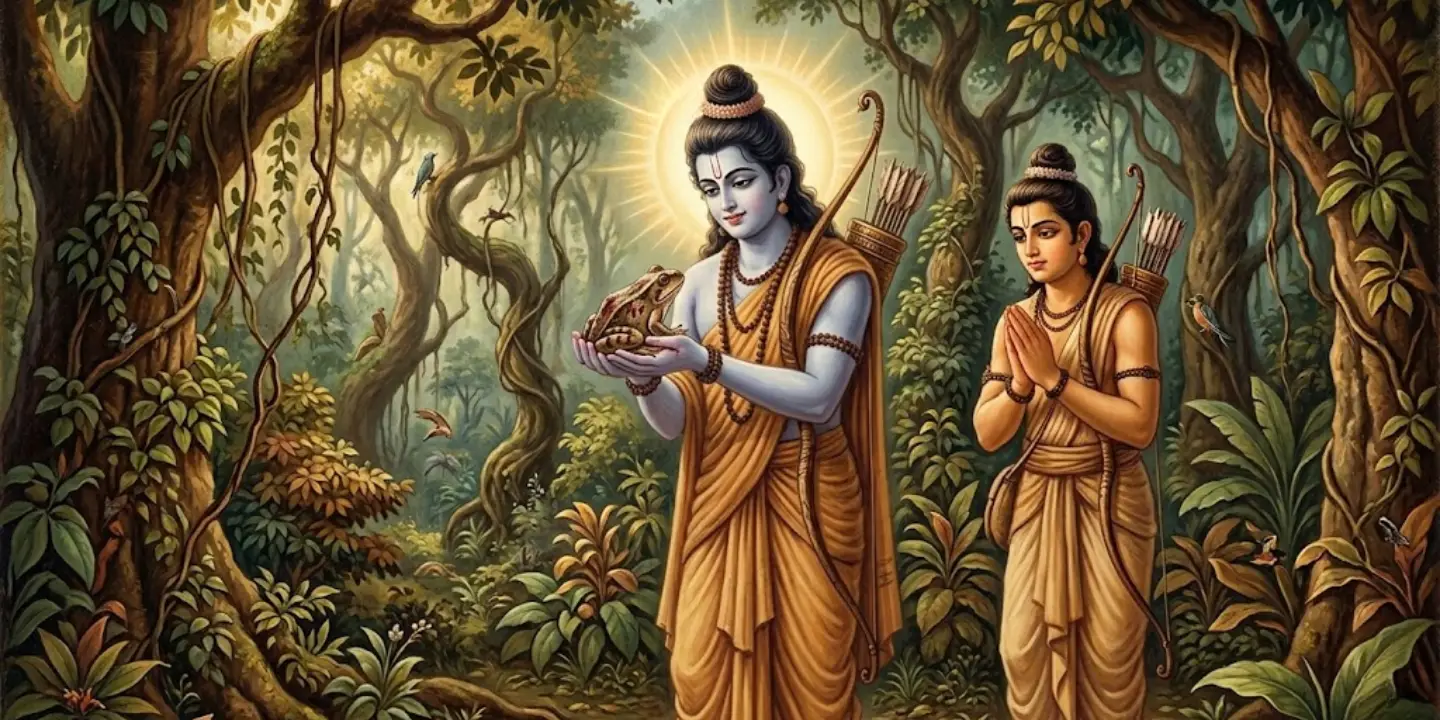 Shri Ram the compassionate Lord in merciful conversation with a tiny creature