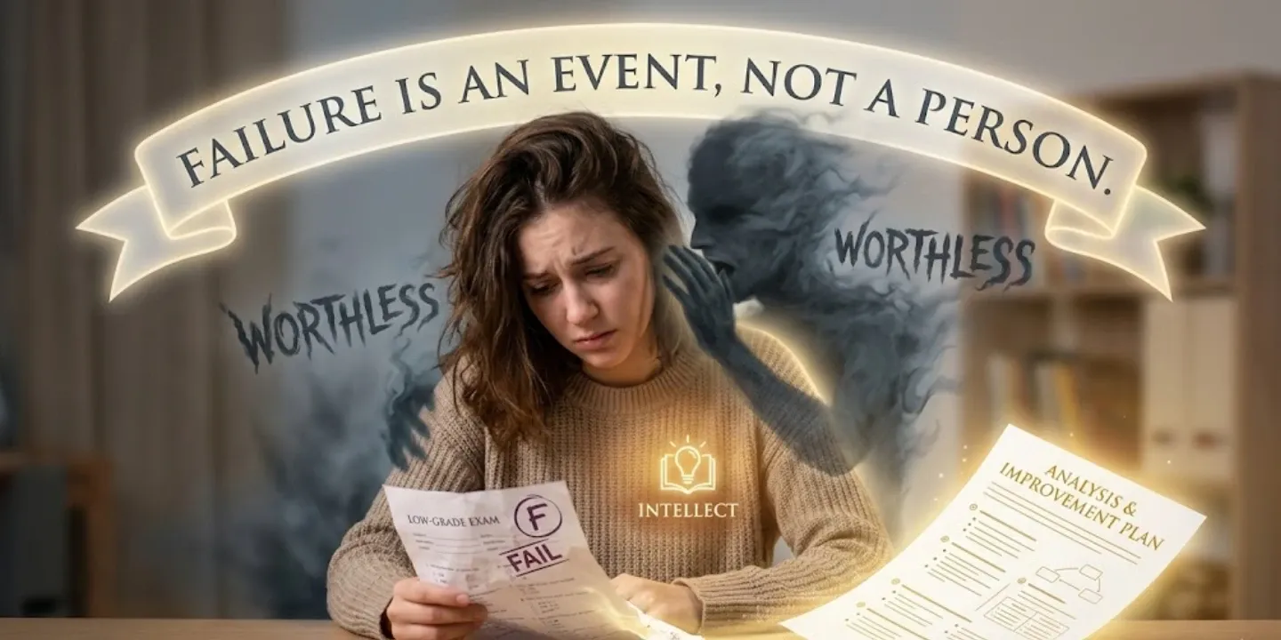 A student struggling with handling pressure of failure