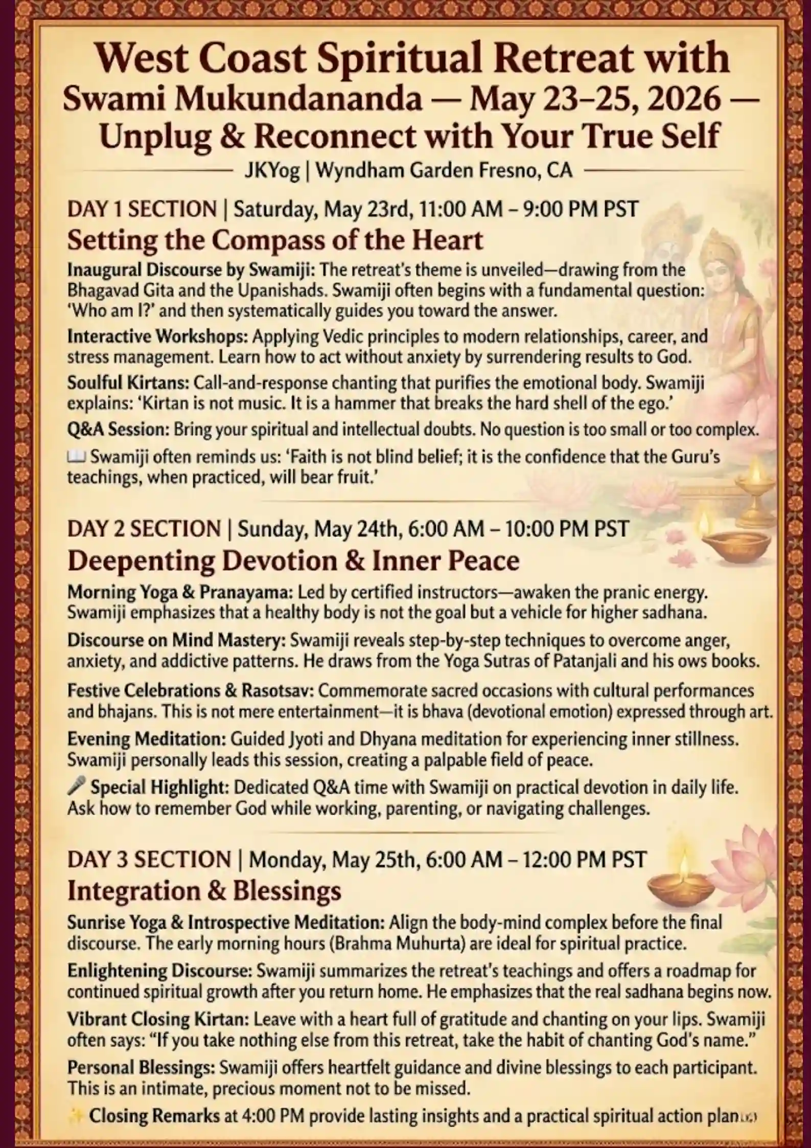 Day-by-Day Schedule – A Journey Inward