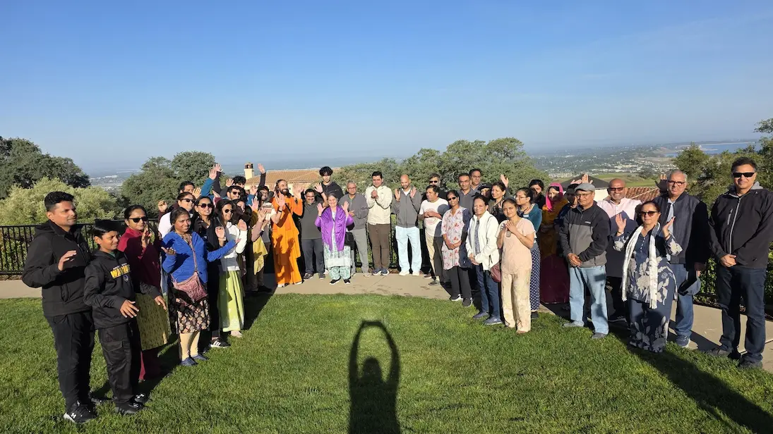 Morning walk gathering with Swamiji at LTP