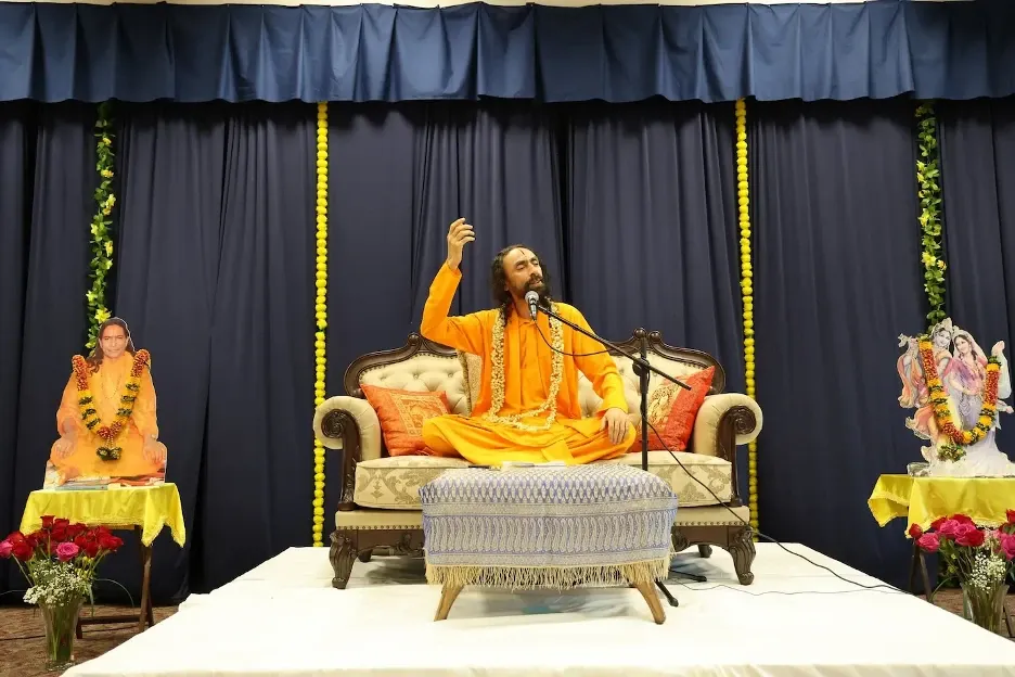 Swami Mukundananda shares timeless wisdom during a soulful satsang, inspiring seekers on the path of inner transformation.