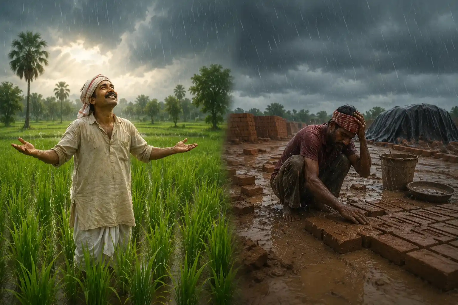 Rain is a blessing for a farmer whose crops depend upon it, yet the very same rain becomes a hardship for a brick-maker 