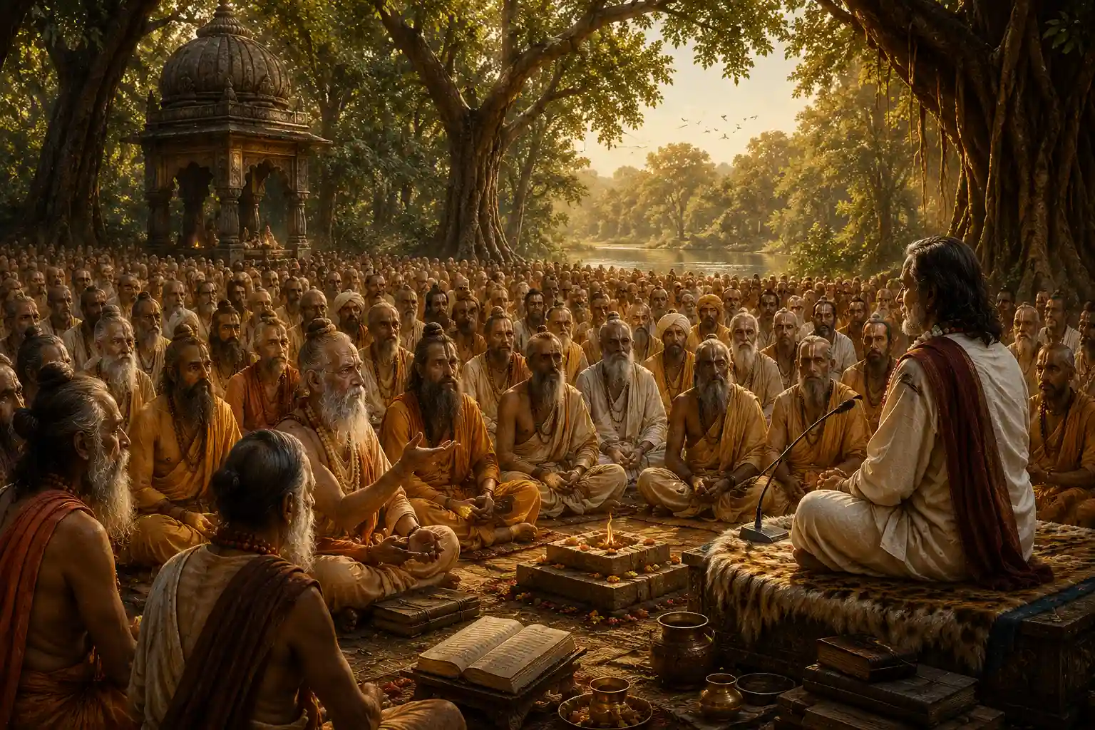 88,000 enlightened sages assembled in Naimisharanya to deliberate on how people could attain true happiness in Kali Yug