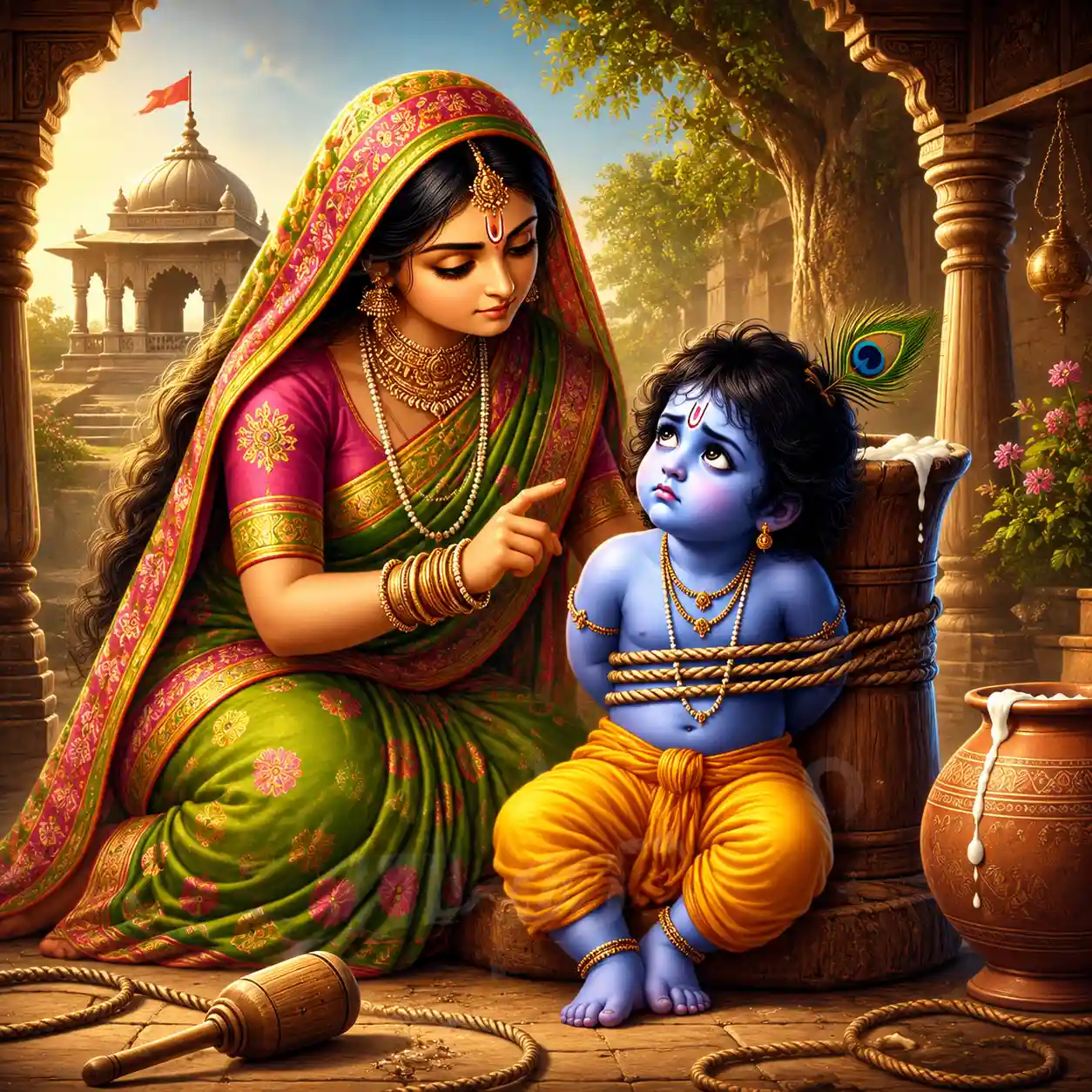 Krishna bound by the ropes of love