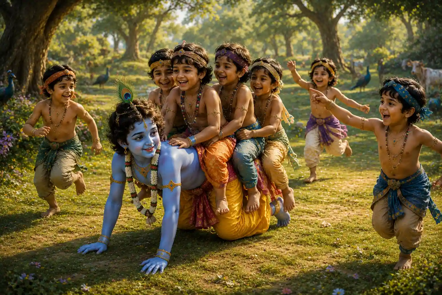 Krishna delights in losing to his friends and being made a horse, as these actions arise from unalloyed love