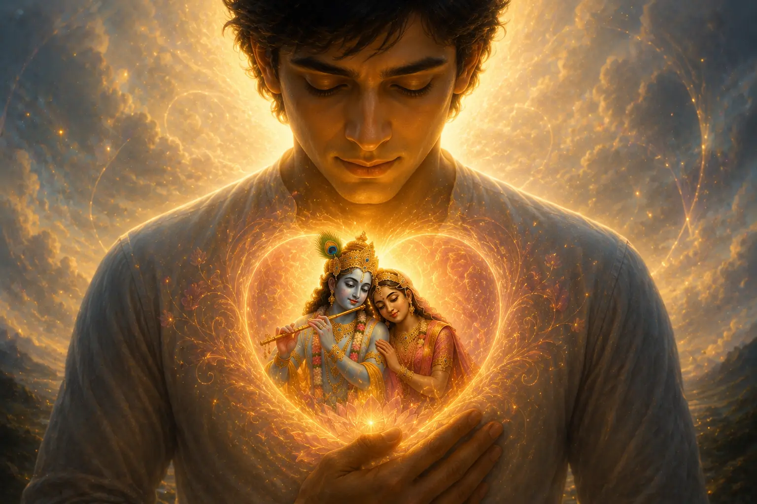 Radha Krishna within the heart if the devotee