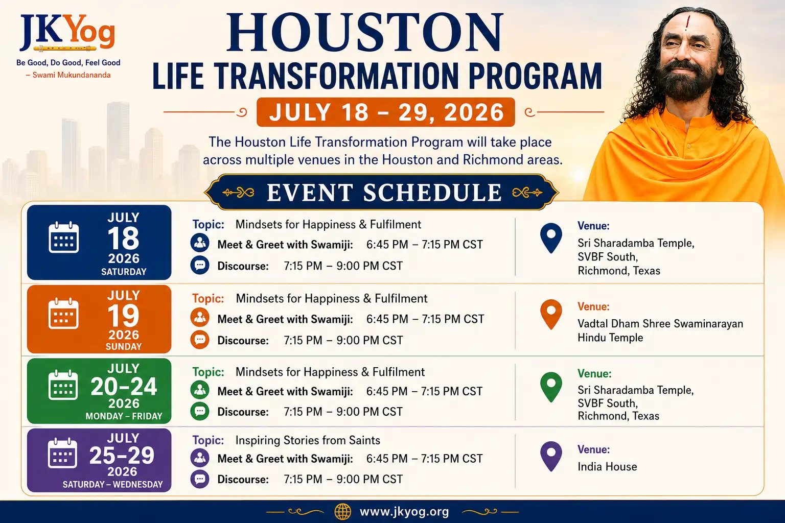 The Houston Life Transformation Program 2026 Event Schedule