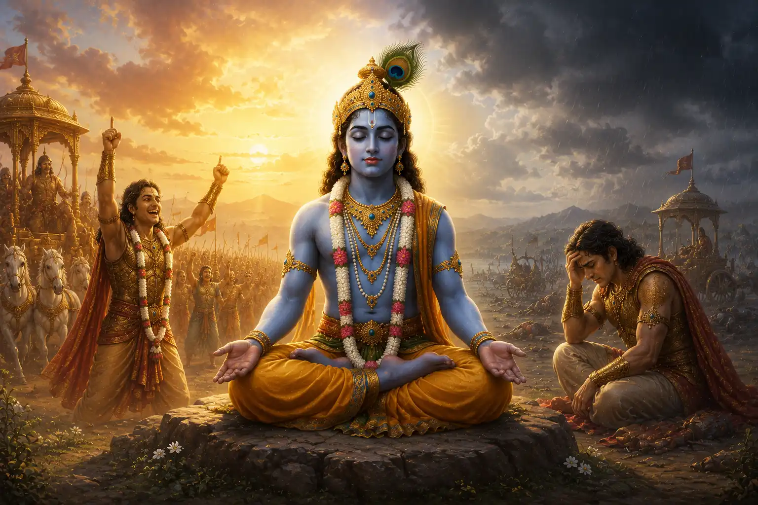 Shree Krishna demonstrates how to remain balanced in success and failure