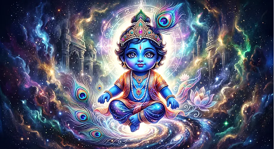 Bhagavan, by His Yogamaya shakti, conceals His infinite glory and transforms into a beautiful little baby boy