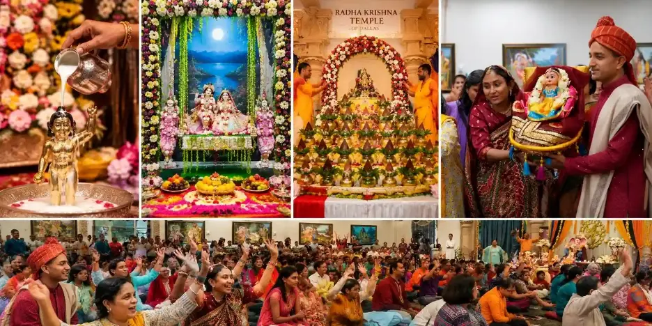 At the Radha Krishna Temple of Dallas, devotees can come together in darshan, kirtan, prayer, and seva, offering their love at the lotus feet of Radha Krishna