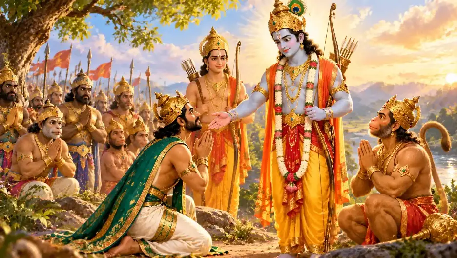 Vibhishan surrenders at the feet of Lord Ram