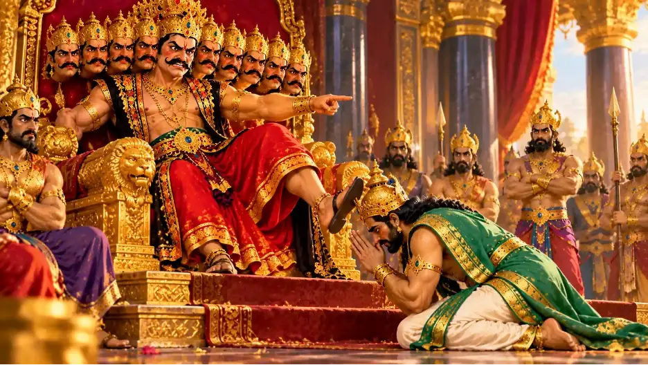 Ravana kicks Vibhishana blinded by pride