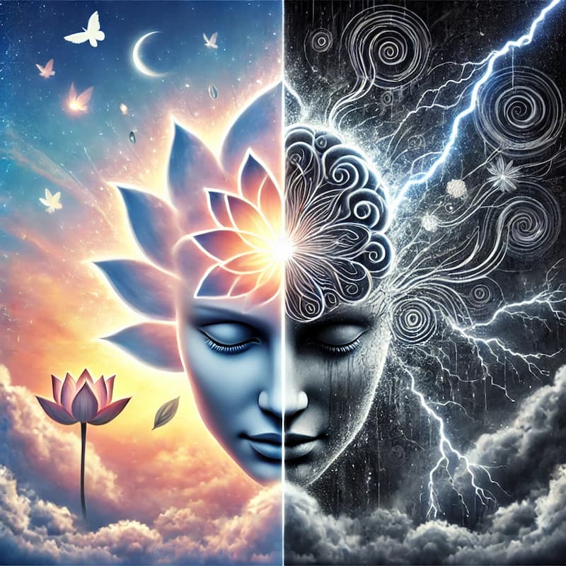 An image depicting the two sides of mind - controlled and uncontrolled. 