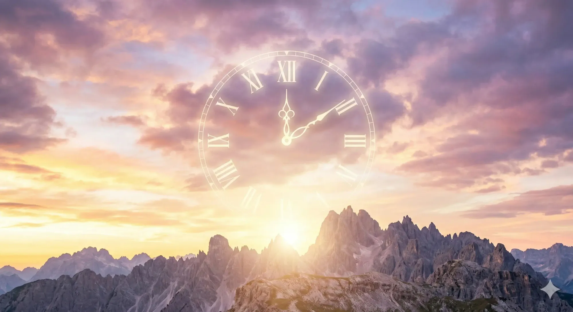 Clock displaying time on a mountain 