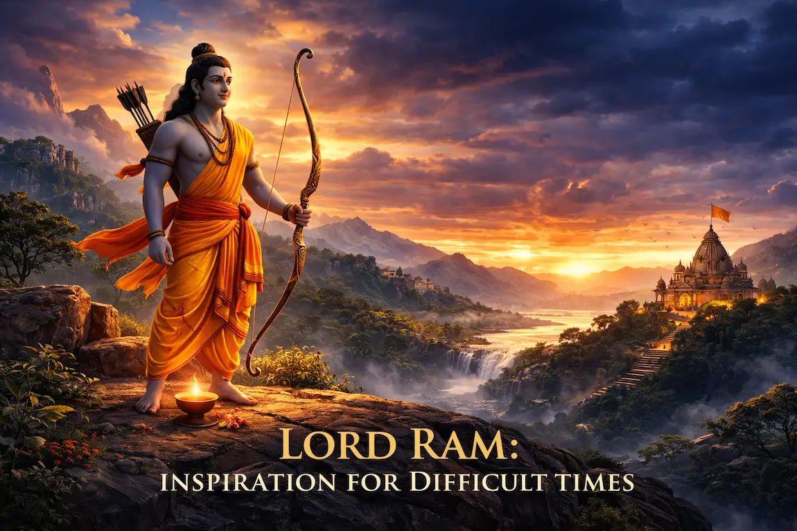 Lord Ram stands calm and resolute, a symbol of strength in life’s most difficult moments.