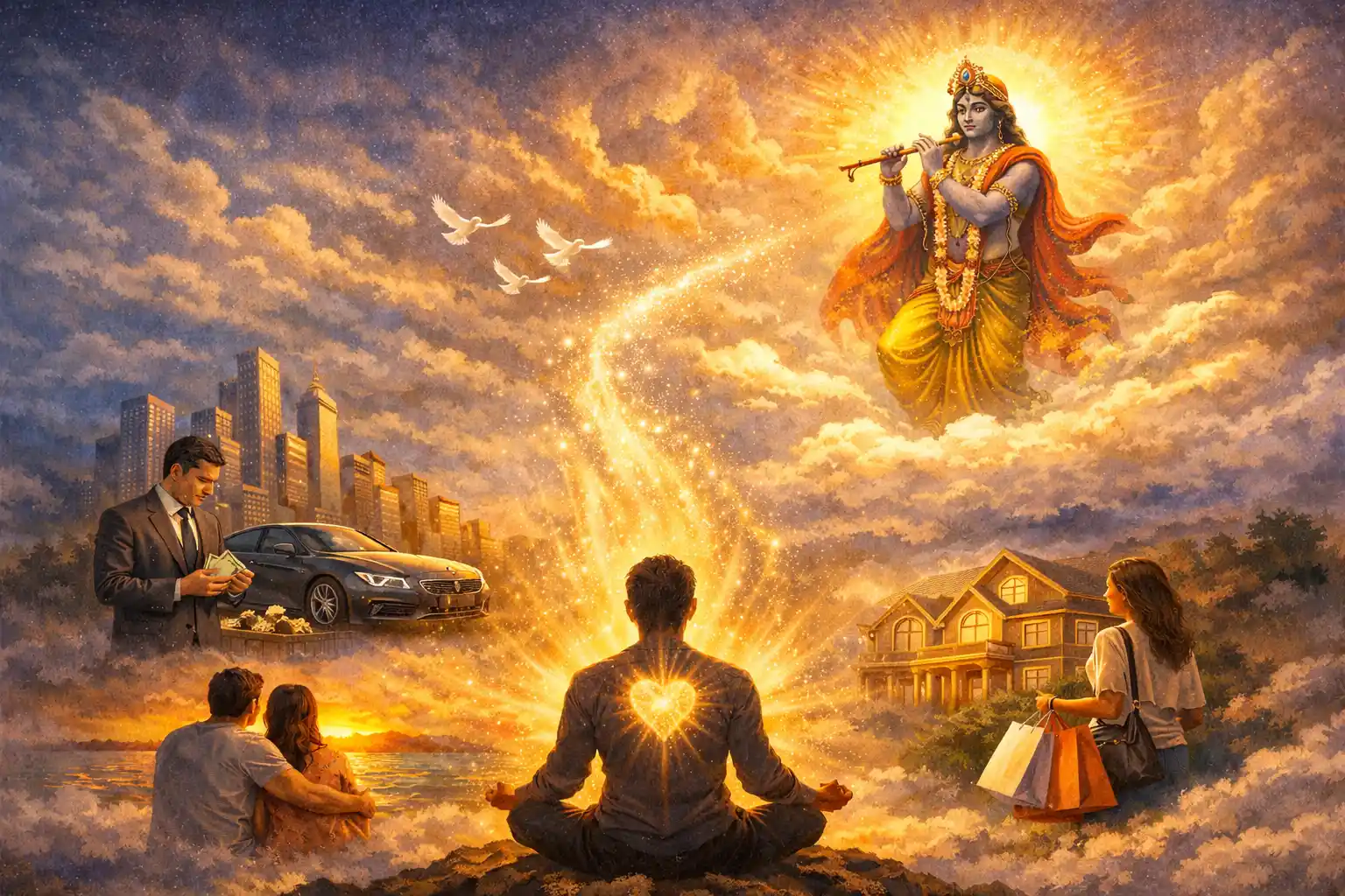 Our souls feel a pull towards God as we are fragmental parts of the infinite bliss of the Divine.